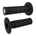 Black ODI full waffle eMOTO grips, product image showing a pair of black textured handlebar grips.