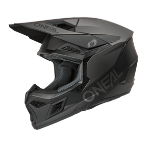 O'Neal 3 SRS eMOTO helmet in large size, black and grey color, front and side view