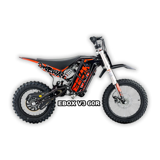 eMOTO Stomp Ebox V3 60 R electric bike in red, shown in its box