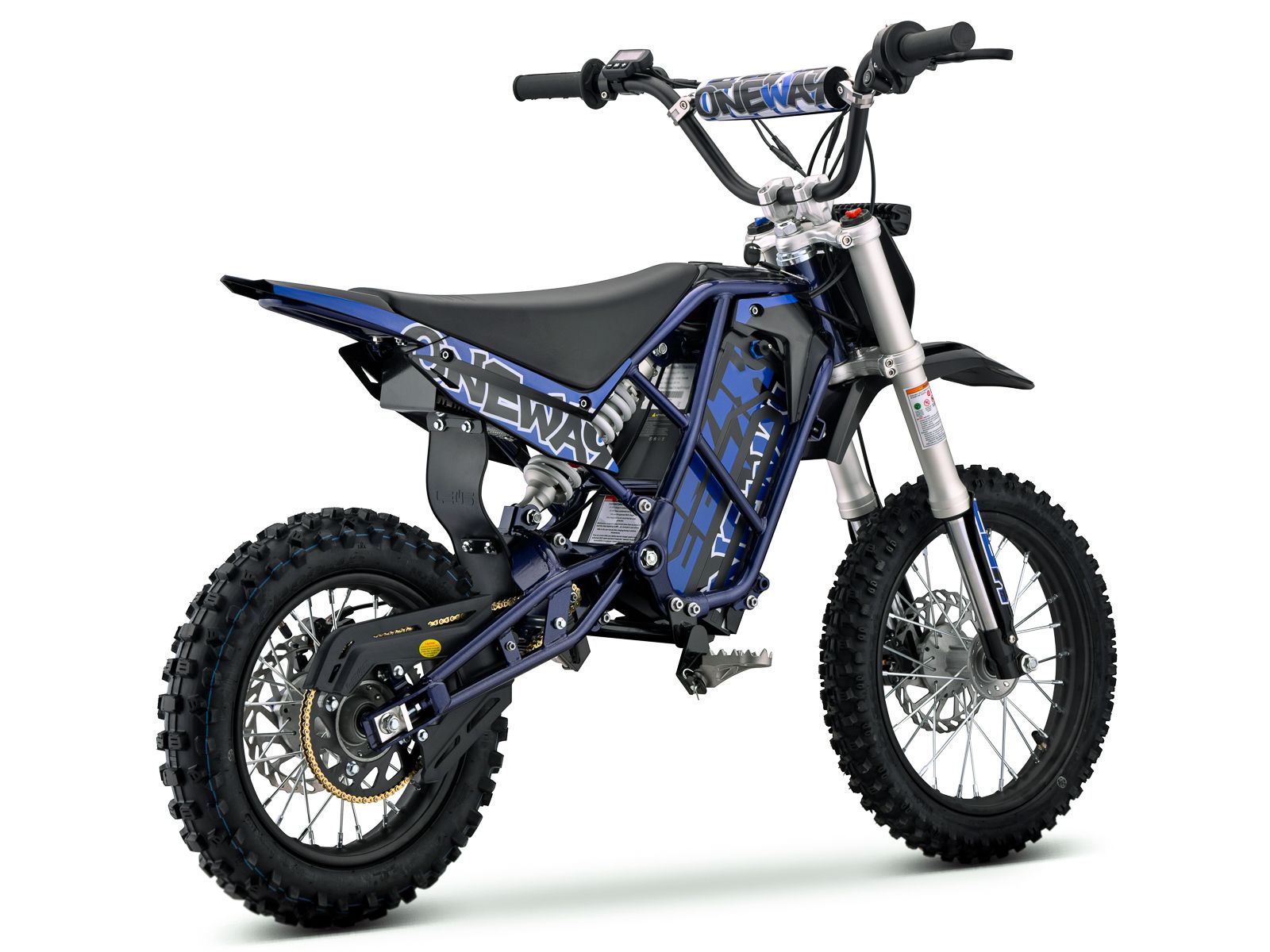 eMOTO Stomp Ebox V3 72 RS electric bike in Oneway Blue color, shown in its box with packaging, product image highlighting the blue model inside the box