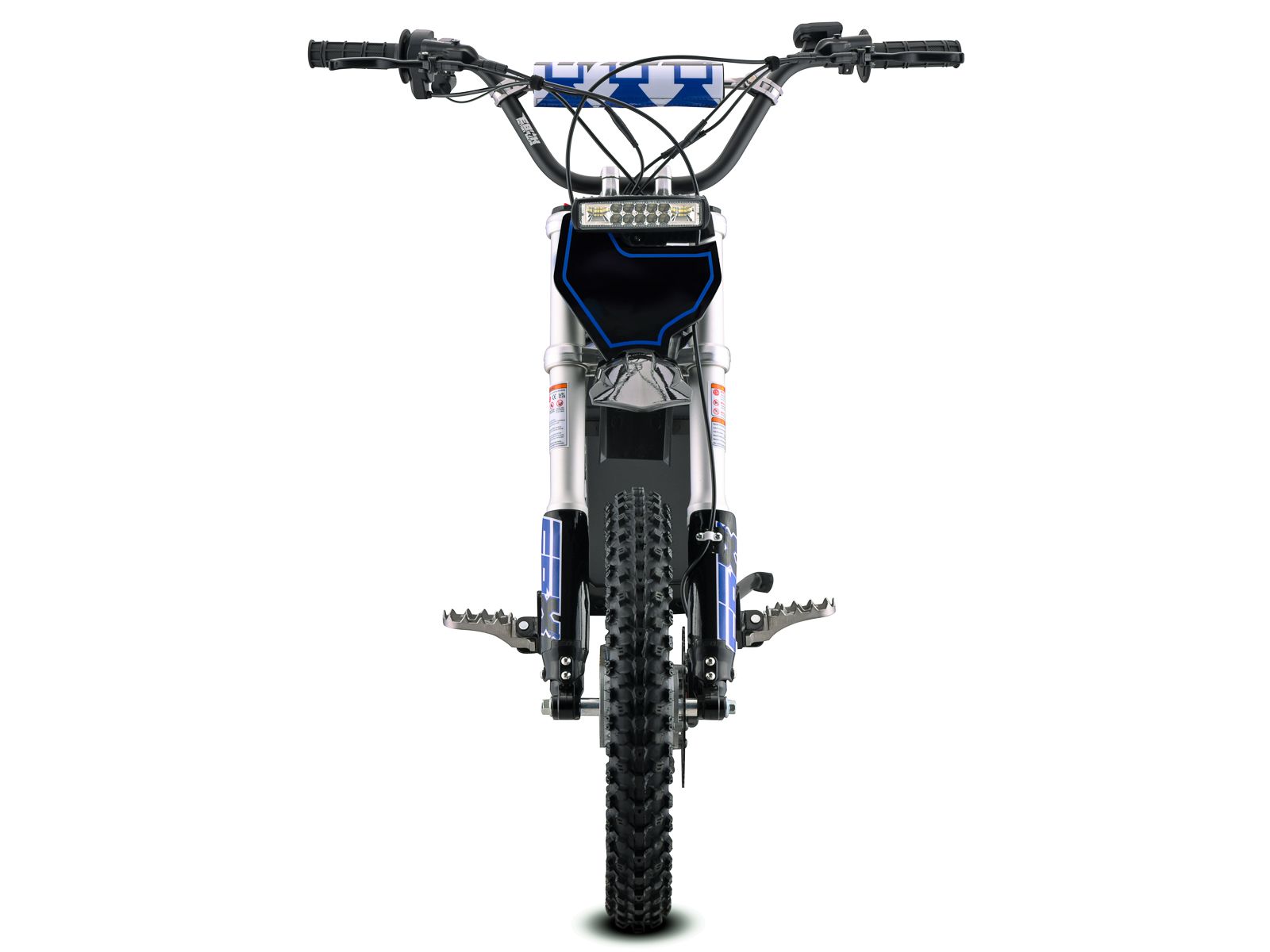 eMOTO Stomp Ebox V3 72 RS electric bike in Oneway Blue, shown in its box with product packaging