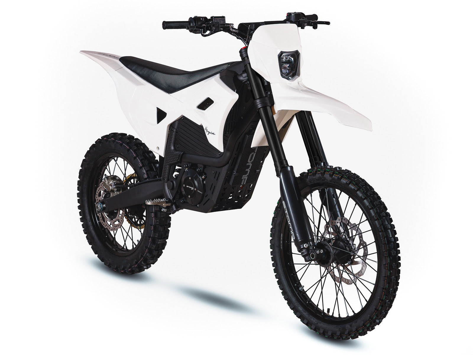eMOTO Stomp Haywire electric bike in white, shown in its box