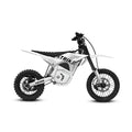 White eMOTO Strike Shadow 48V electric motorcycle, side view, product image for pre-order, available mid May 2026