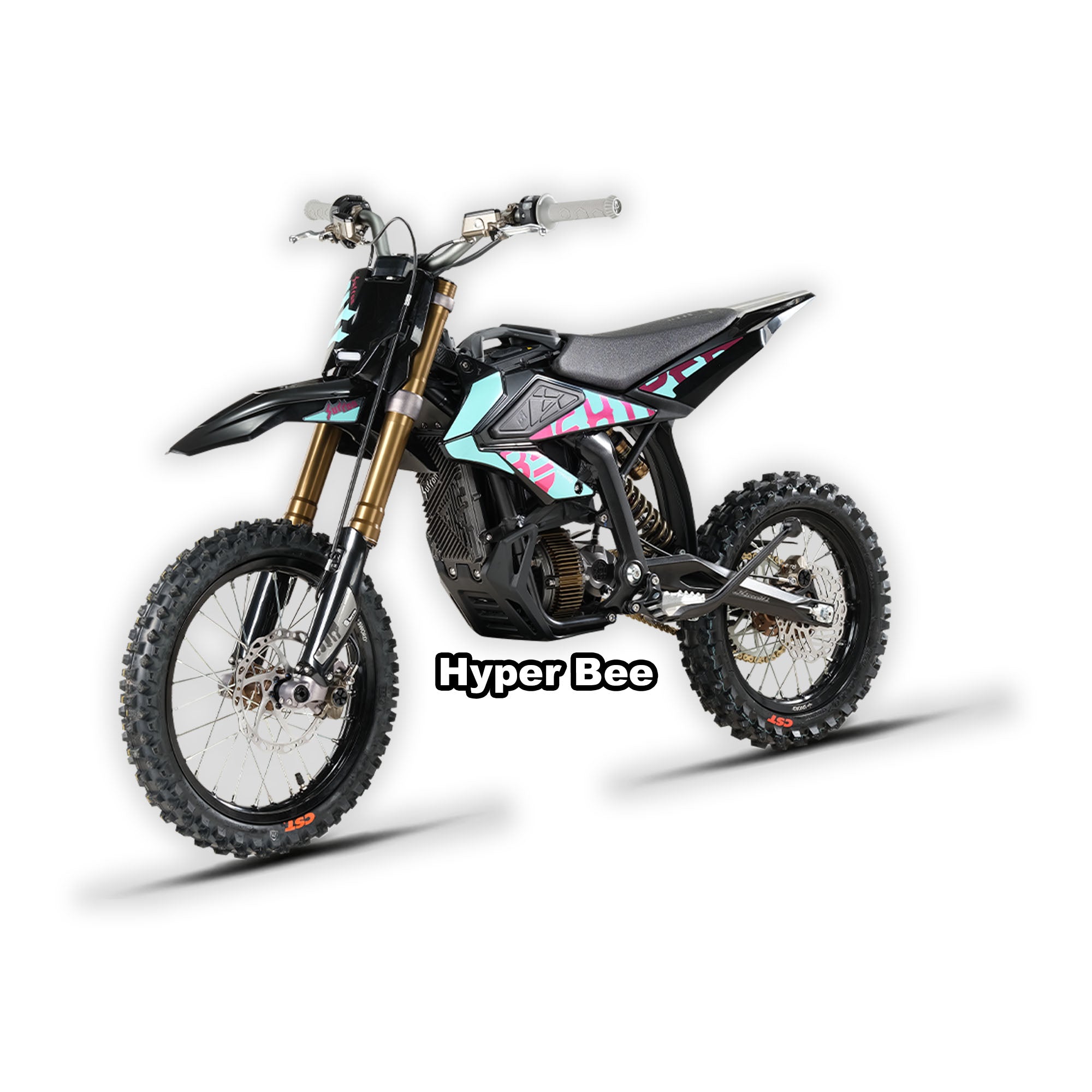 Blue Surron Hyper Bee eMOTO electric bike in its box, product image, front view