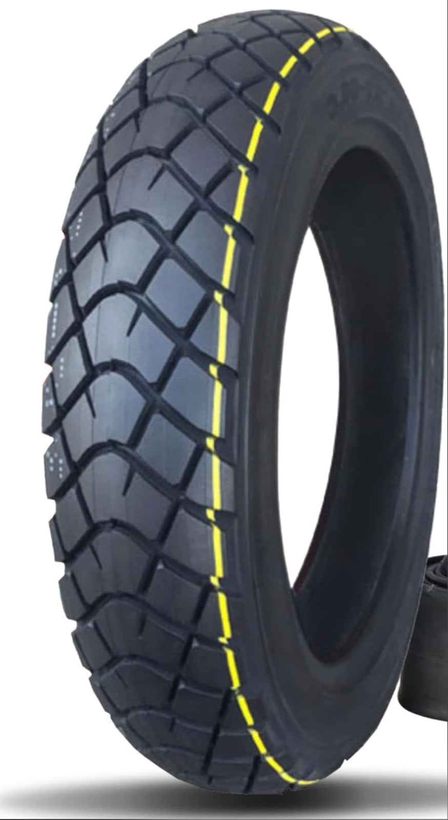 eMOTO Tire 12" CST 80/100-12, black off-road motorcycle tire, side view against white background
