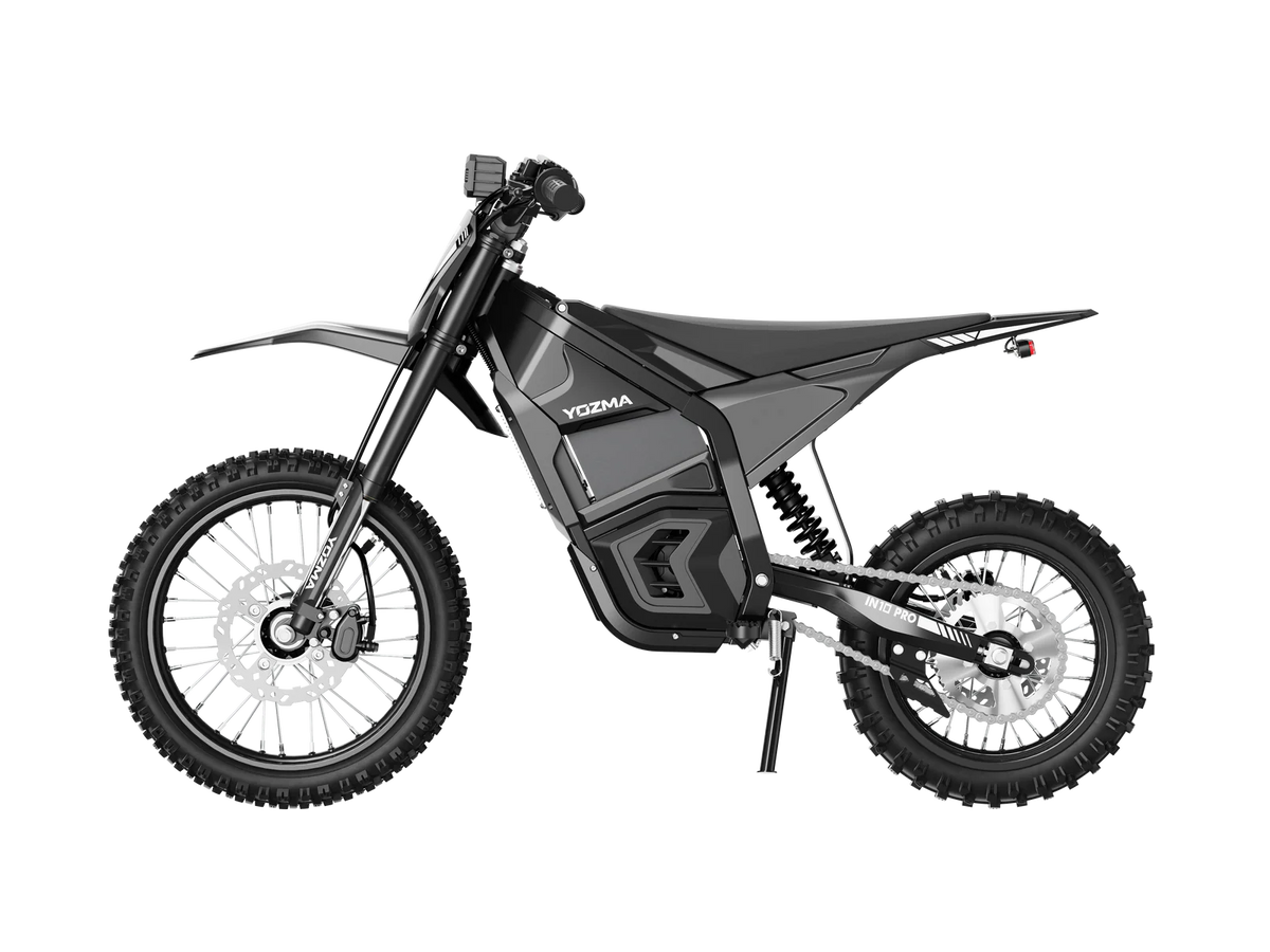 eMOTO Yozma IN 10 PRO electric scooter in black, shown in its original box with all included accessories