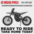 Side view of the eMOTO eRide Pro SS 2.0 electric bike in black, showcasing its sleek frame, thick tires, and modern design.