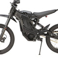 eMOTO eRide Pro SS 3.0 electric dirt bike in black and red, side view, showing 72v 6000W motor and off-road tires
