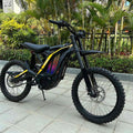 eMOTO FREEGO Natkie N1 Electric Dirt Bike Moto 4000W Off Road eBike, side view, black and green design, rugged tires, outdoor background