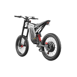 Side view of the eMOTO FREEGO X2 Offroad Electric e-Moto Style eBike-Moto 3000W, showcasing its rugged tires, sturdy frame, and modern design, suitable for off-road use.