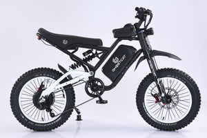 White eMOTO GHOSTCAT F4X Pro electric bike, side view, against a plain background
