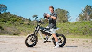 Black eMOTO HIMIWAY C5 Ultra 750W step-over e-moto style electric bike with 20x4 fat tires, shown in product image.