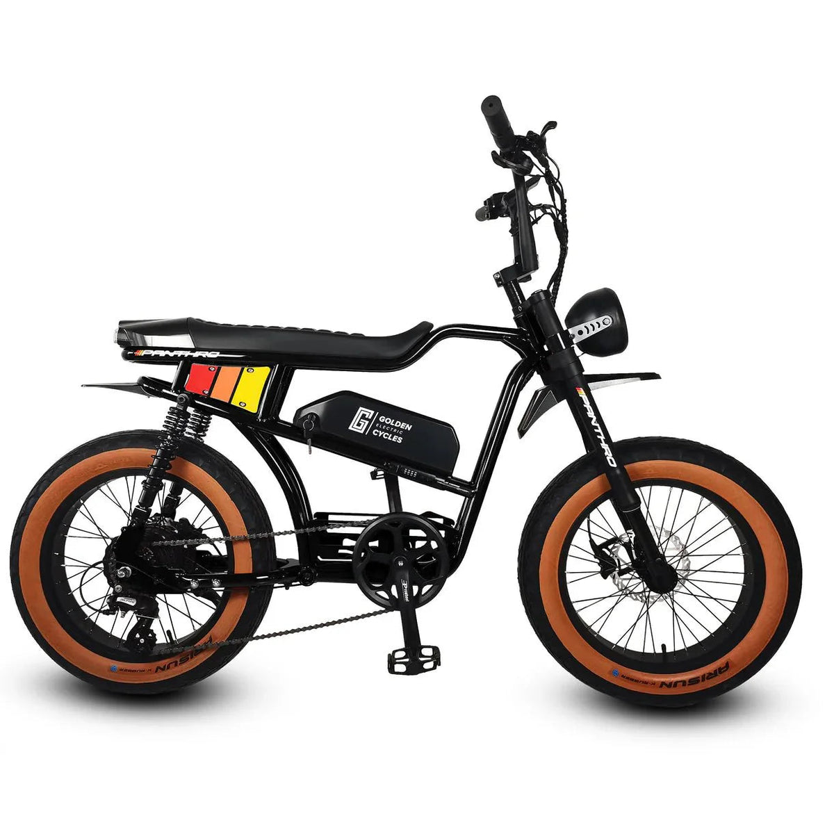 Black eMOTO Strike Panthro 750w Moto eBike with 20x4 fat tires, electric e-moto style, product image, model 519455