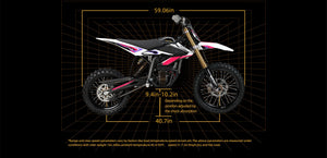 eMOTO Surron Hyper Bee Electric Bike, lightweight off-road model with 5kW motor, shown in side profile against a plain background
