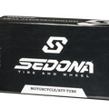 A black eMOTO inner tube for motorcycle tires, size 2.75/3.00-16, displayed coiled with a visible valve stem.