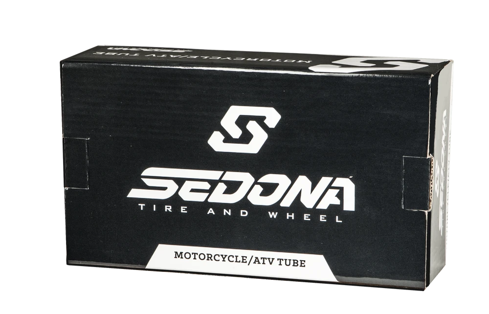 A black eMOTO inner tube for motorcycle tires, size 2.75/3.00-16, displayed coiled with a visible valve stem.