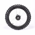 14-inch eMOTO wheel assembly with 60/100-14 knobby tire, rim, inner tube, and brake rotor, product image 1