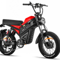 Red eMOTO Freesky Cheetah MT 380 electric bike, side view, on a white background