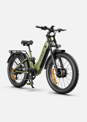 ENGWE E26 3.0 electric bike in army green color, side view, displayed on a white background