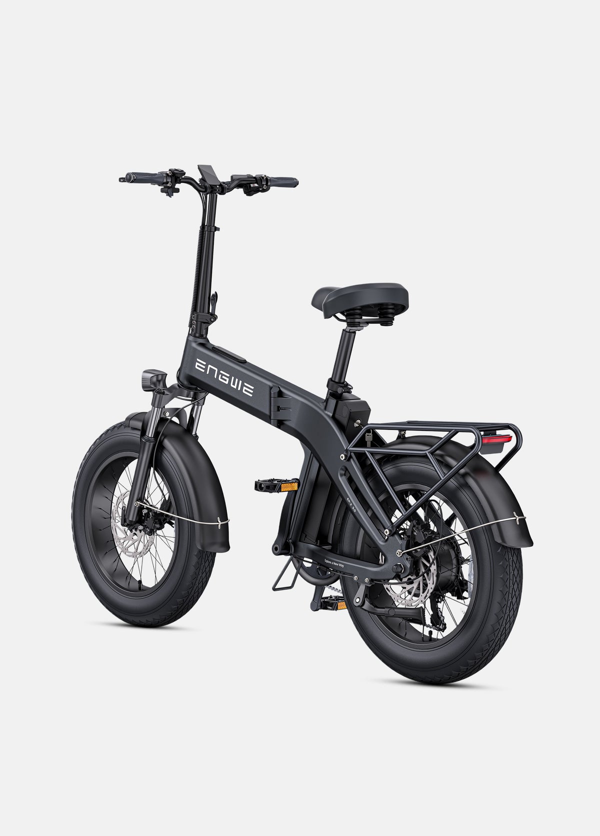 ENGWE EP-2 Pro 3.0 electric bike in black, side view, showing fat tires, rear rack, and foldable frame