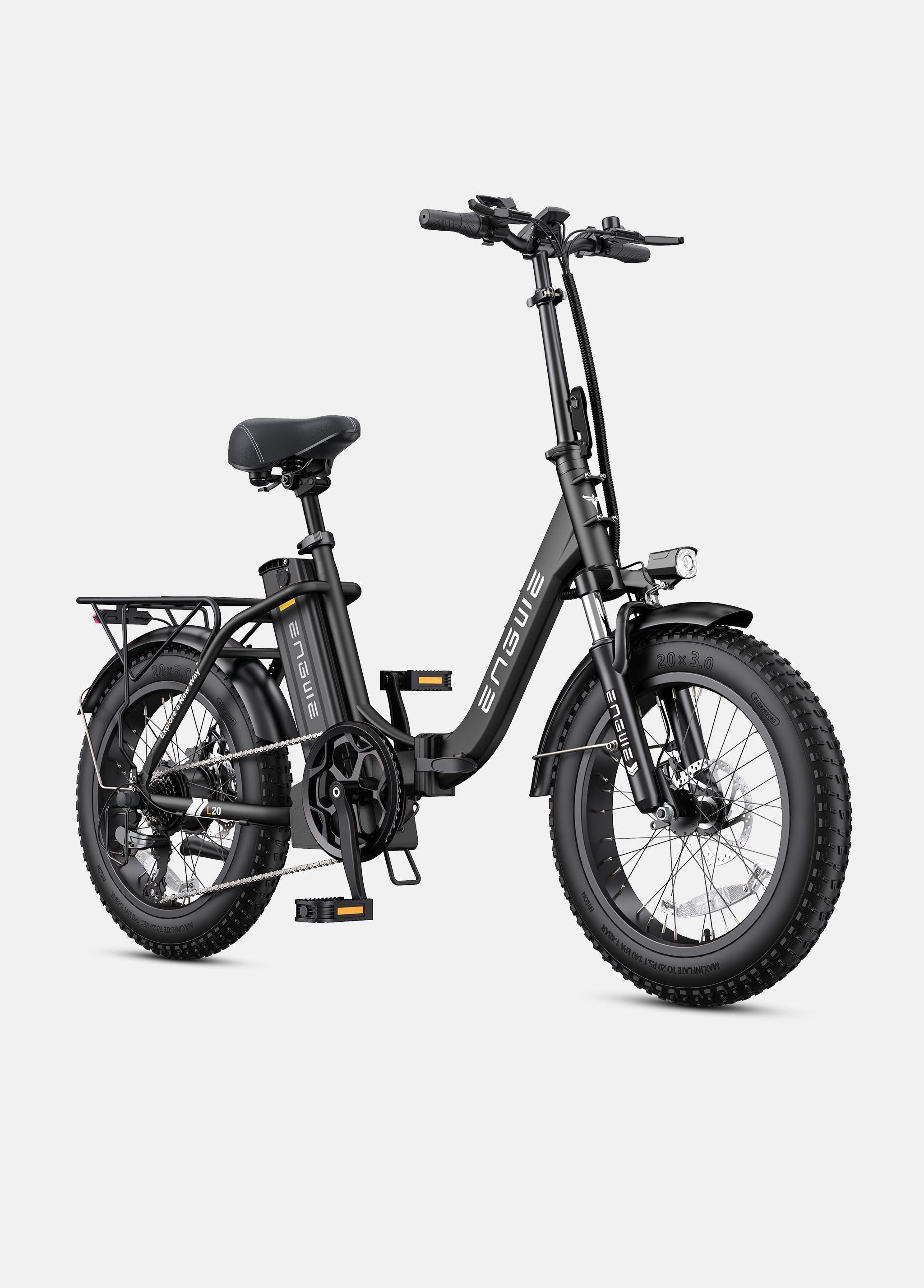 ENGWE L20 2.0 electric bike in Onyx Black, side view, displayed against a white background
