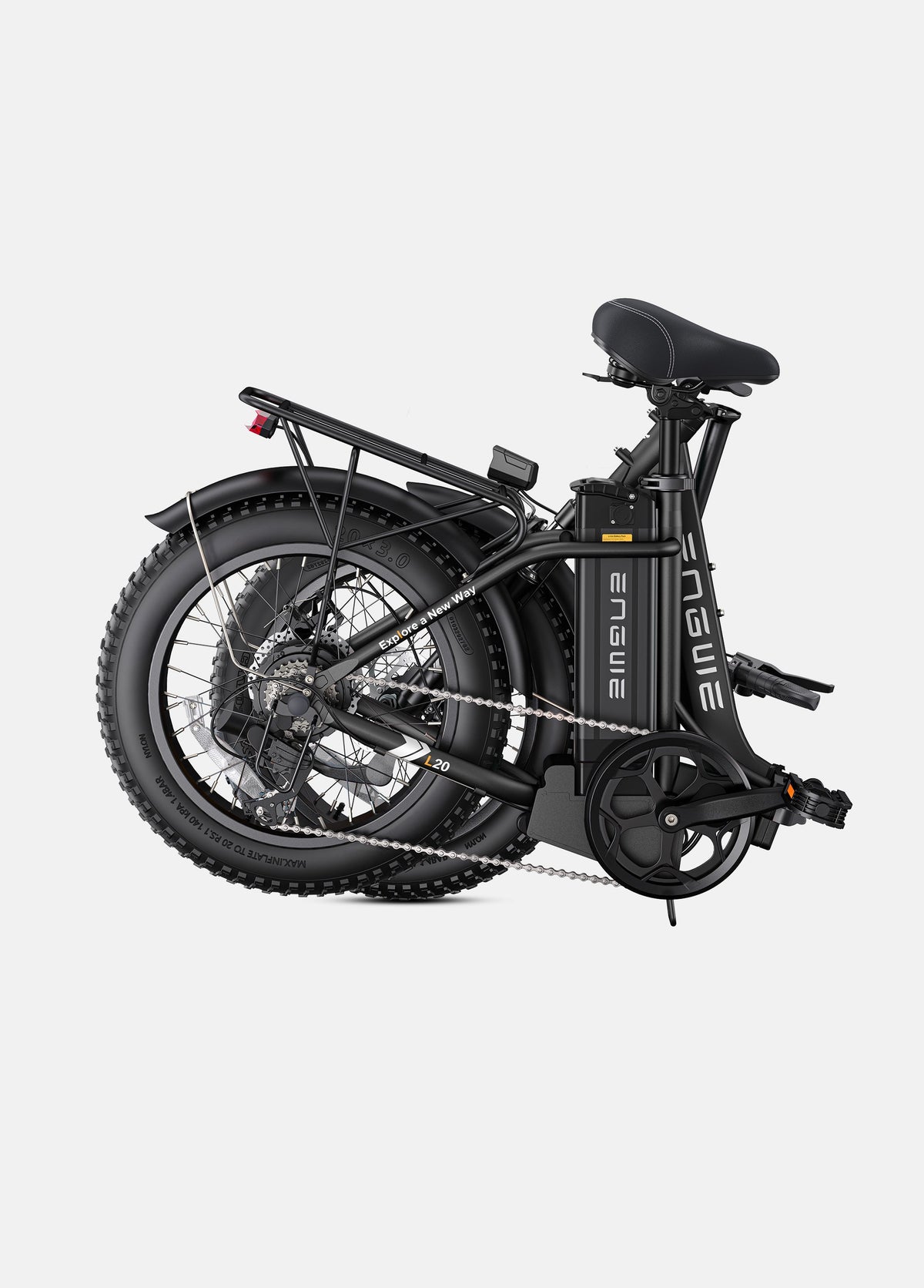 ENGWE L20 2.0 electric bike in Onyx Black, side view, showcasing frame, wheels, and battery