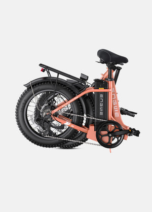 ENGWE L20 2.0 electric bike in rose pink, side view, showcasing step-through frame, front basket, and rear rack