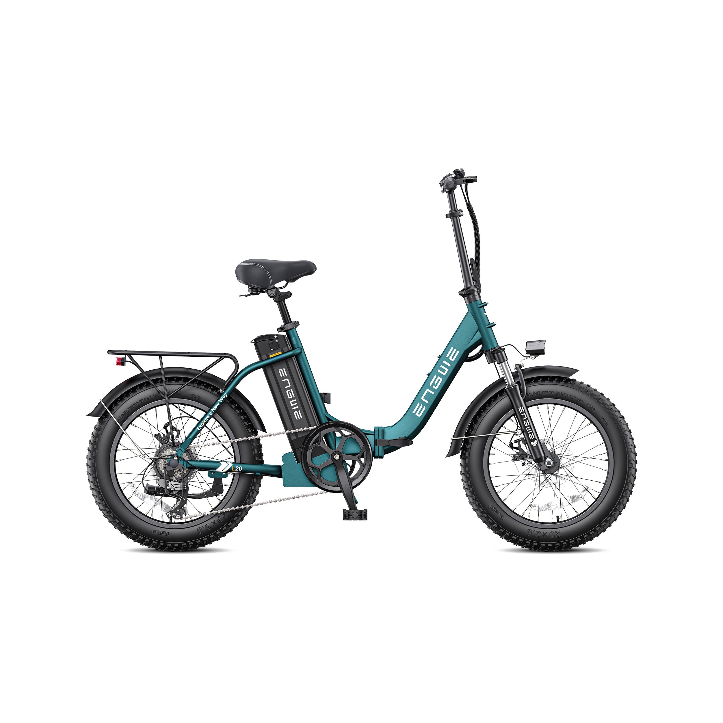 ENGWE L20 2.0 electric bike in sea green color, side view, displayed on a white background.
