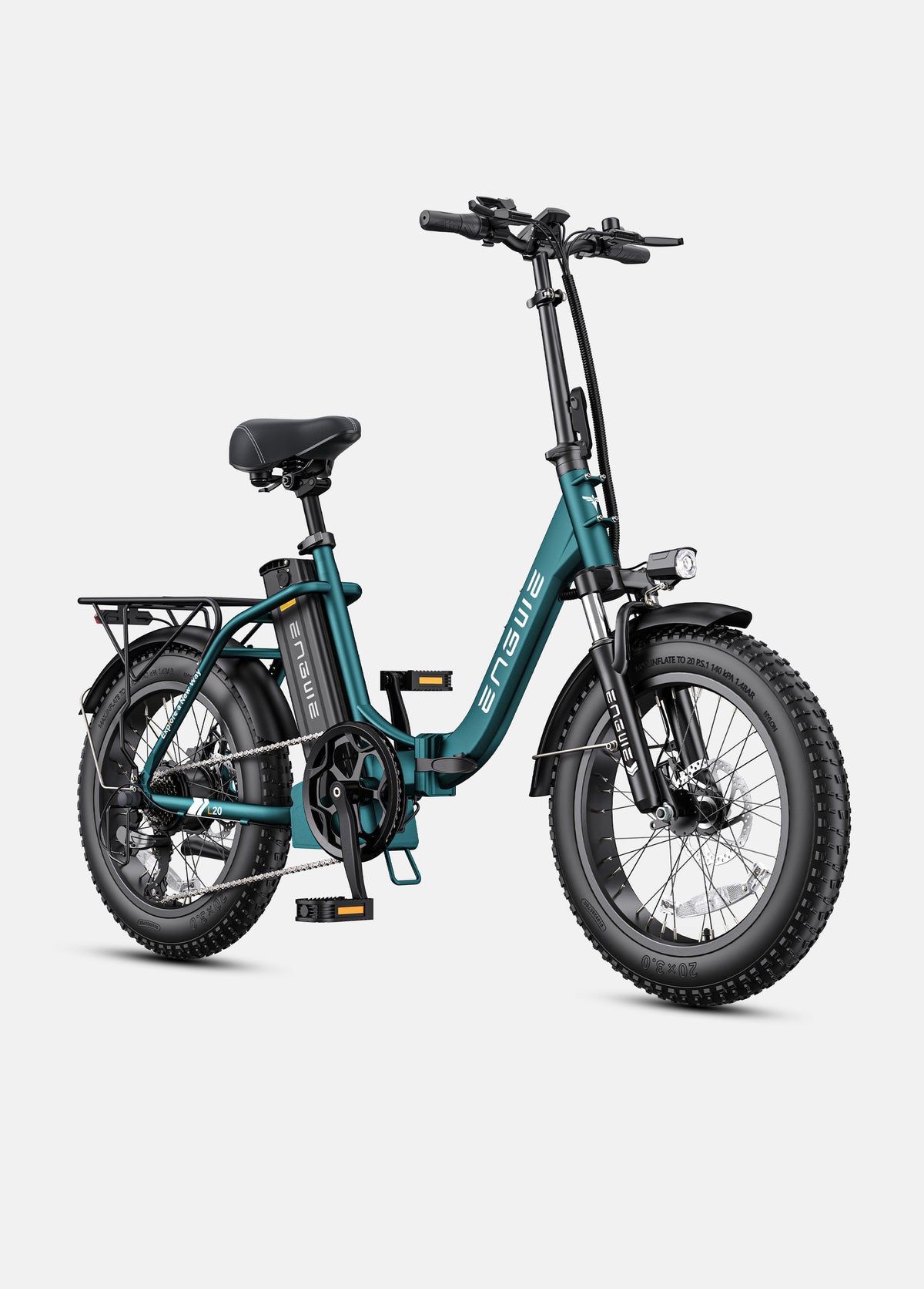 ENGWE L20 2.0 electric bike in sea green color, side view, displayed on a white background
