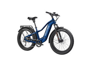 Velotric Nomad 2 eBike in Midnight Blue, high-step frame, side view, product image
