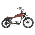 Brown eBike Revi Prowler electric bicycle side view with black tires and saddle, displayed on a white background.