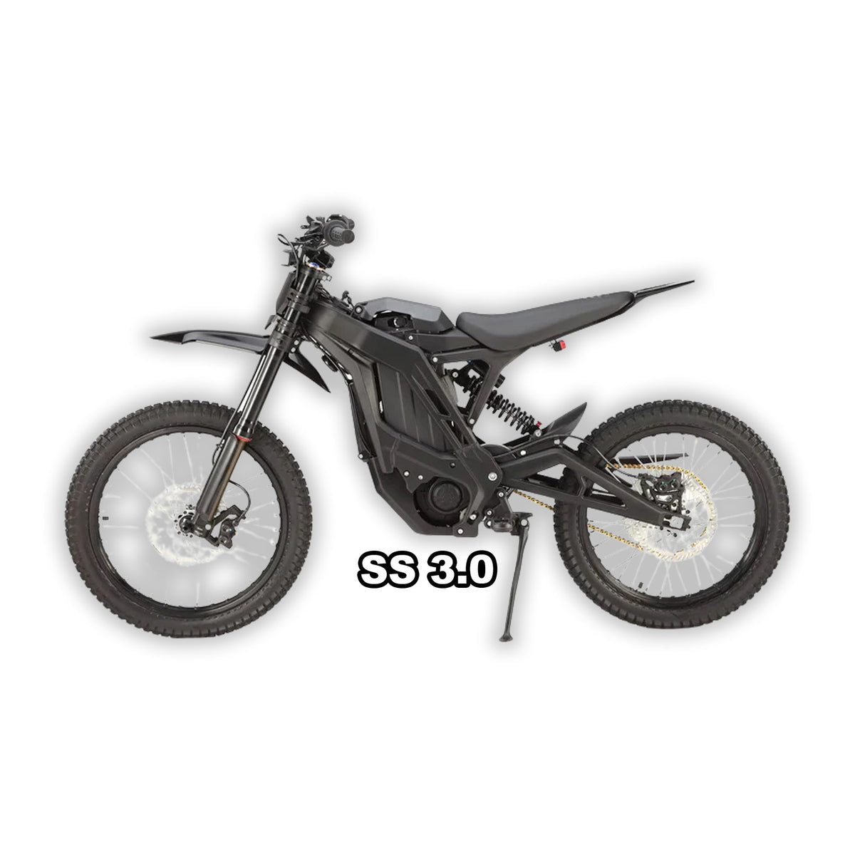 Black box packaging of the eRidePro SS3 eMOTO electric bike, featuring product branding and specifications.