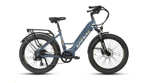 EUNORAU Meta 2024 500w Step Thru eBike 24x3 Fat Fat Tire Electric Beach Cruiser eBike - Fat Tire eBike - EUNOR|FATT|BLUE|0380 eBike Super Shop