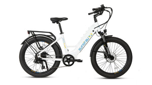 EUNORAU Meta 2024 500w Step Thru eBike 24x3 Fat Fat Tire Electric Beach Cruiser eBike - Fat Tire eBike - EUNOR|FATT|WHITE|0381 eBike Super Shop