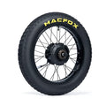 Macfox X1S eBike motor with attached wheel and rim, product image on white background
