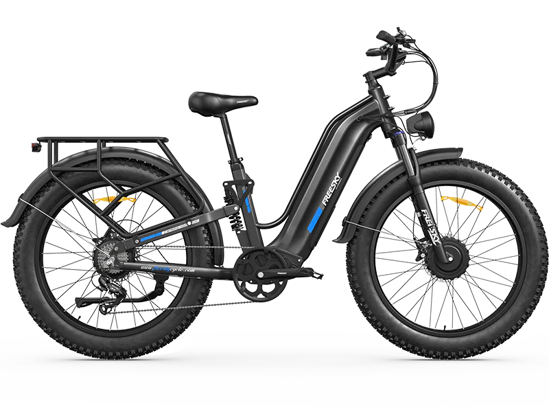 Black Freesky Ranger Air M-540 electric bike, side view, against a plain background