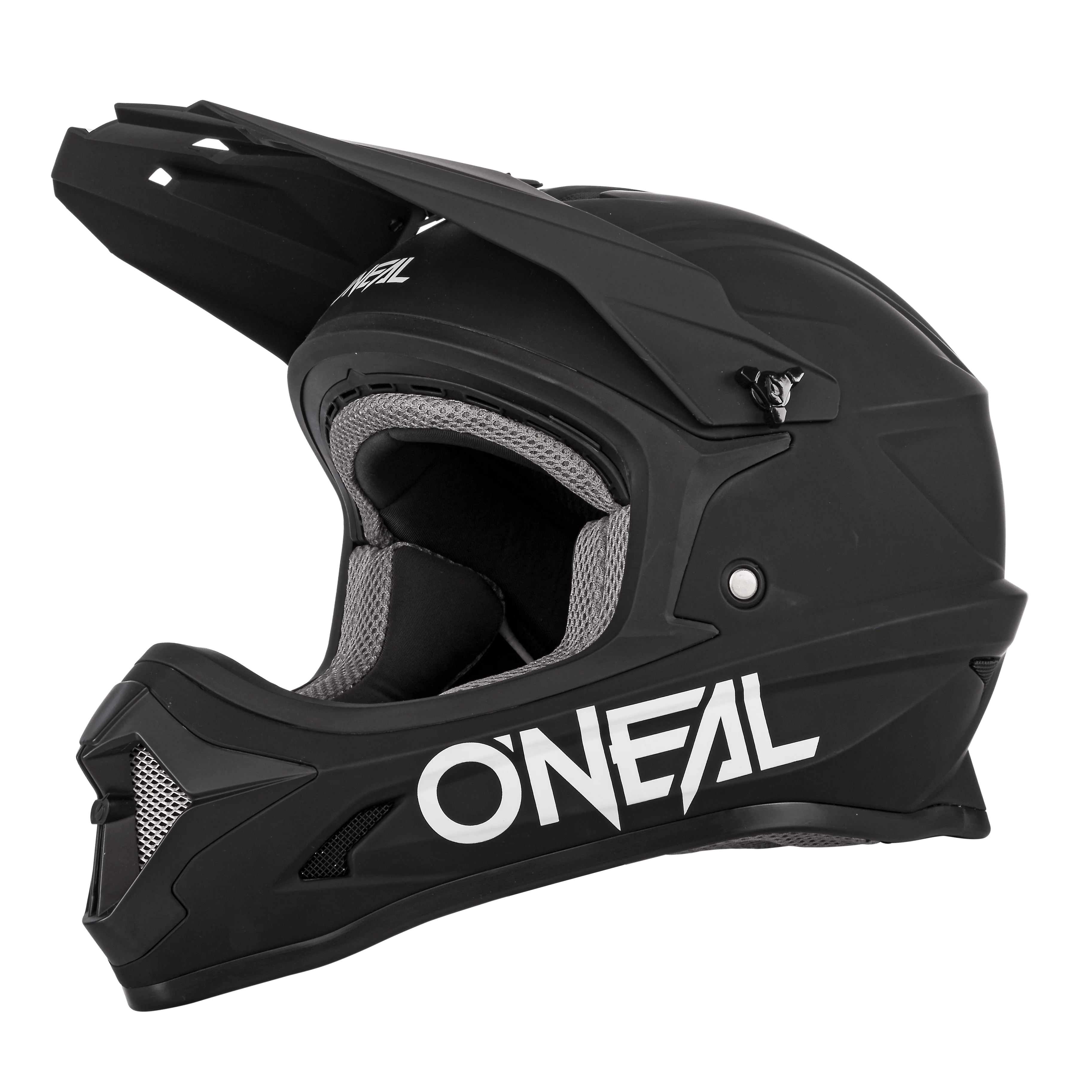 Black O'Neal 1 SRS Youth eMOTO helmet in X-Large size, side view