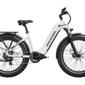 White Mokwheel Basalt 2.0 Step Thru electric bike, side view, against a plain background
