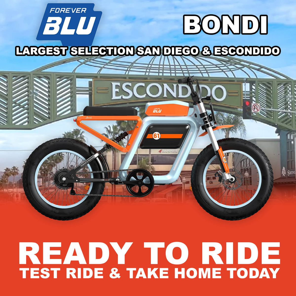 eBike ForeverBlu Bondi - Blue & Orange - Ready to Ride
