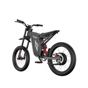 Freego X1 SE electric scooter side view showing black frame, large wheels, and folding mechanism on a white background