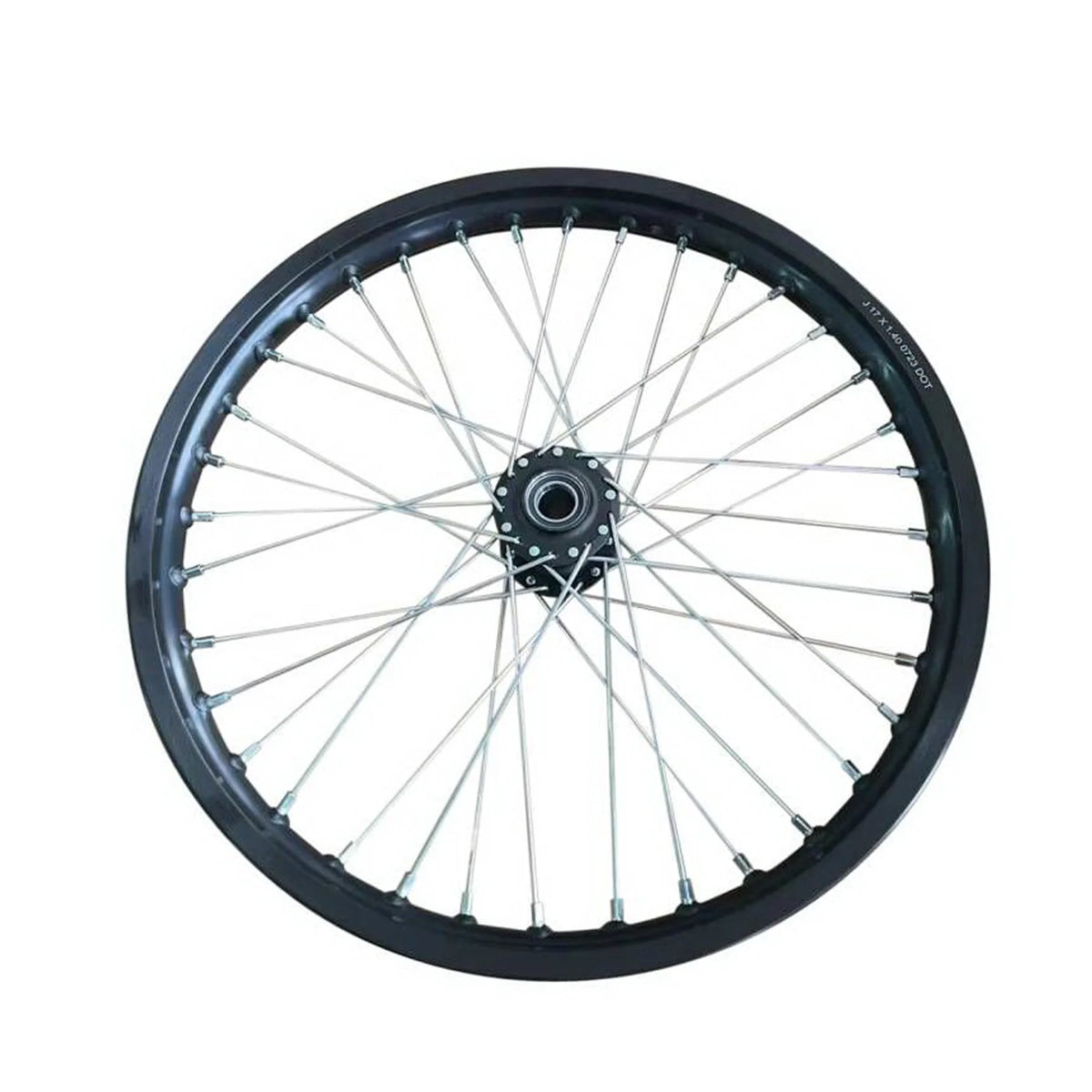 eMOTO Wheel 17" Front Type 1 - 17x1.4 Black Hub, Black Rim, Chrome Spokes
