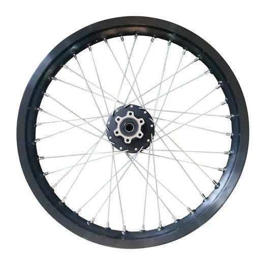 eMOTO Wheel 17" Front Type 2 - 17x2.15 Black Hub, Black Rim, Chrome Spokes