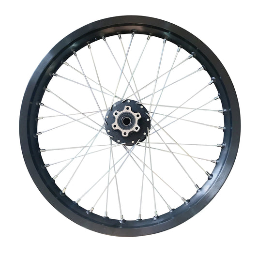 eMOTO Wheel 19" Front Type 2 - 19x1.4 Black Hub, Black Rim, Chrome Spokes