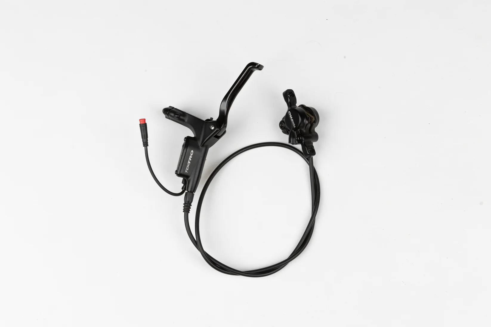 Front brake assembly for Super73 electric bike, showing caliper, brake pads, rotor, and mounting hardware.