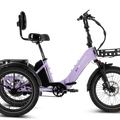 Lectric XP Trike 2 electric tricycle in Lavender Haze color, side view, against a white background