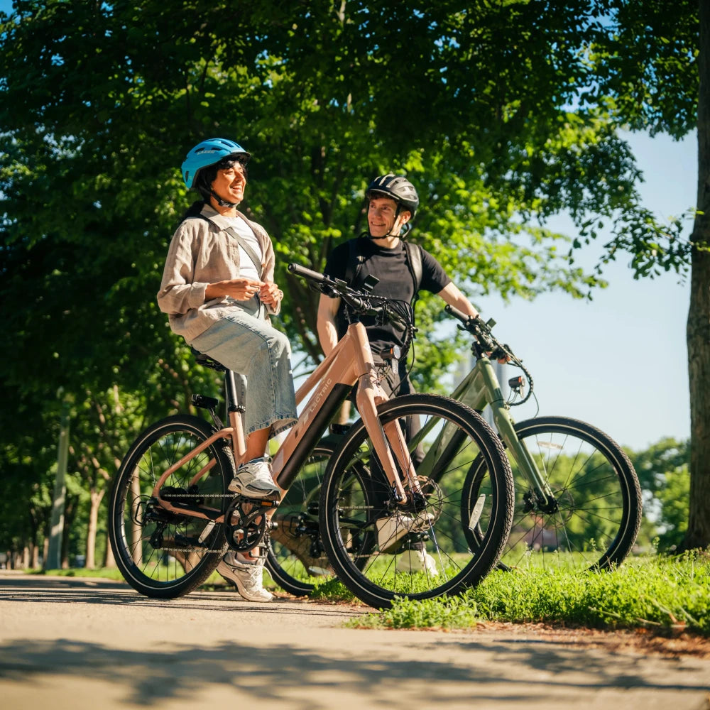 Lectric XPress Lite electric bike in Toasted Marshmallow color, side view, model 4