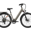 Mocha-colored Mokwheel Asphalt eBike side view, showcasing frame design, battery, and wheels against a plain background.