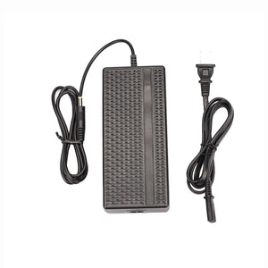 Black Macfox X2 eBike charger with power cord, shown on a white background.
