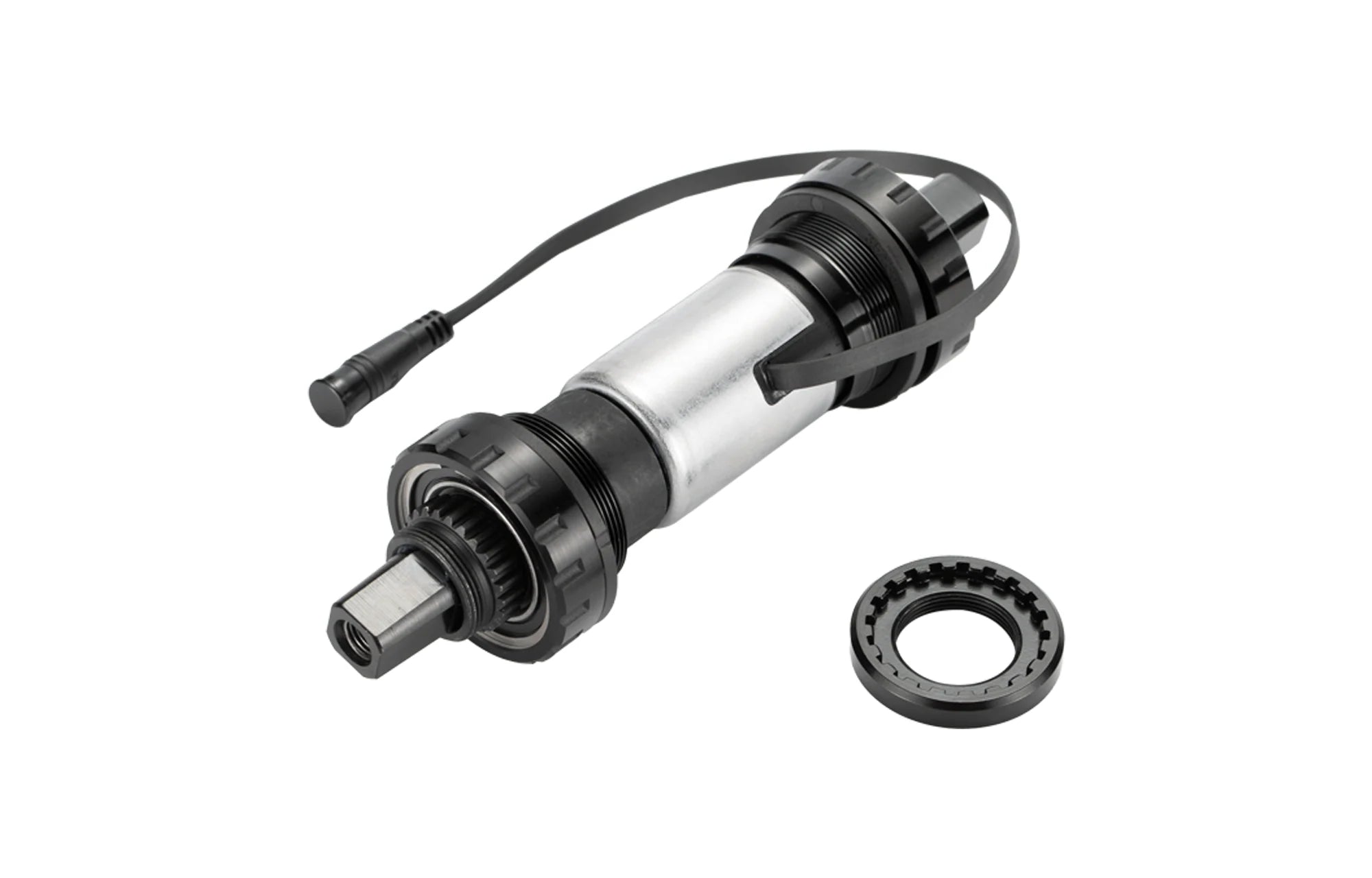 Close-up view of the Mokwheel eBike PAS torque sensor designed for Basalt ST, Scoria, and Obsidian ST models, showing the sensor's wiring and mounting components.