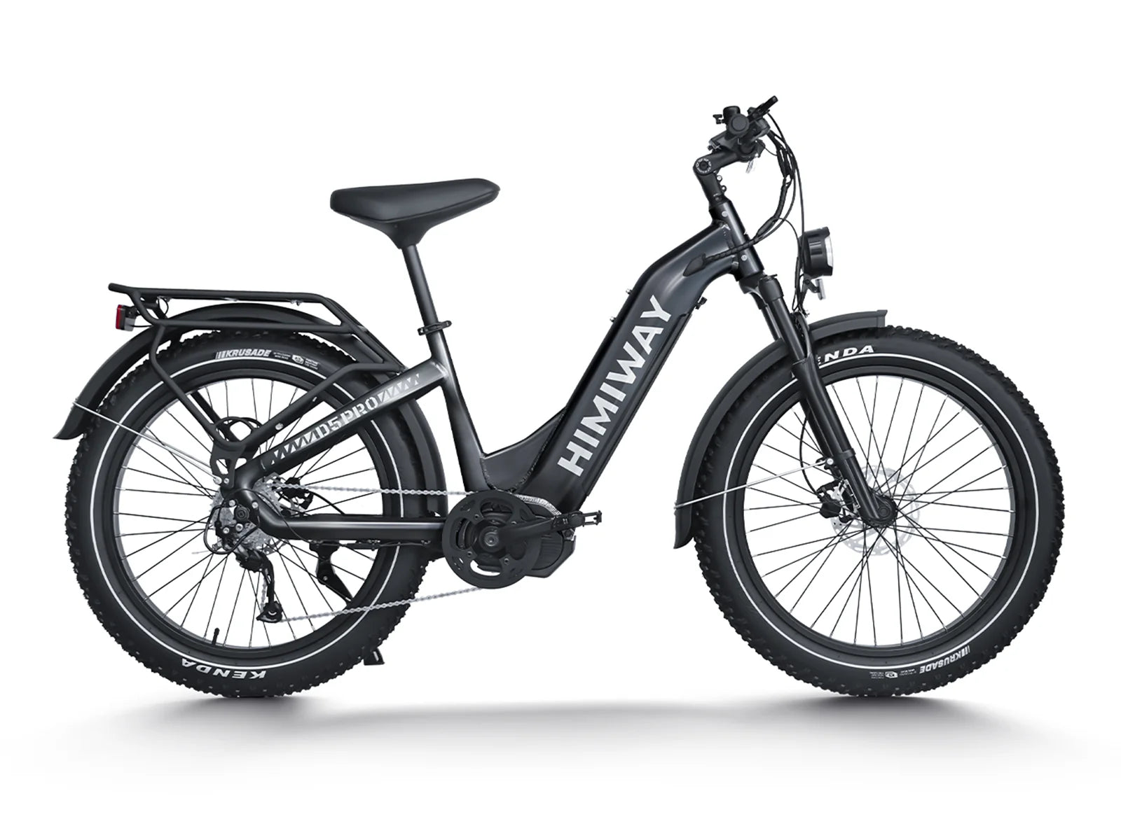 Himiway D5 Pro Step Thru eBike in Space Grey, side view, isolated on white background